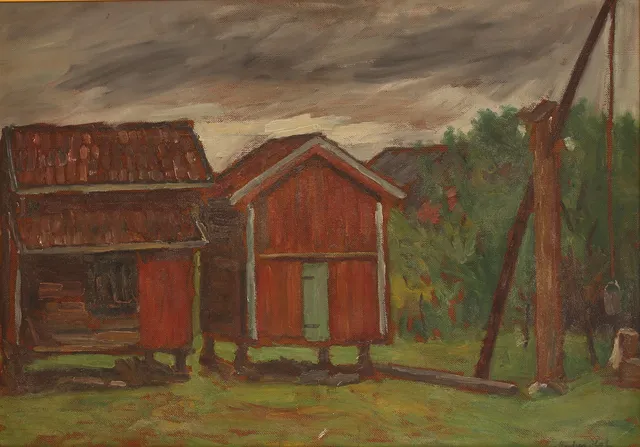 ANDERS HOL. Olja på pannå, signerad.