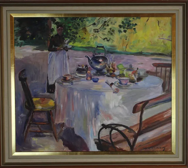 HJALMAR LINDBLOM. OLJA PÅ DUK signerad.