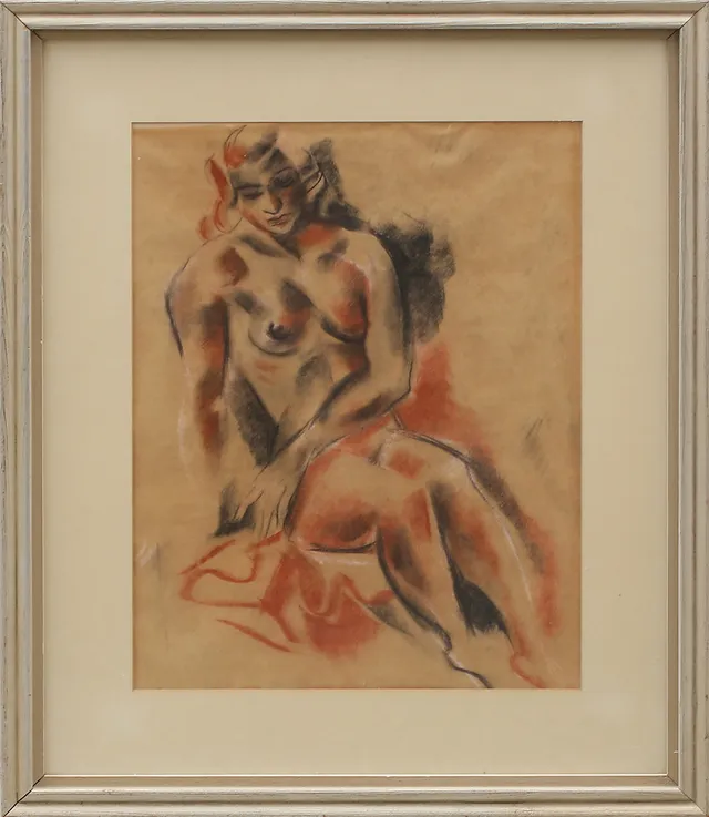 JULES SCHYL. TILLSKRIVEN. Modell, pastell, osignerad.