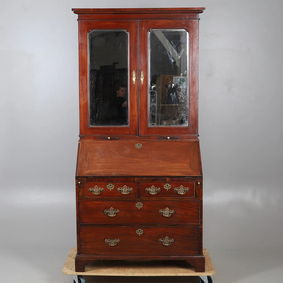 GEORGE III-STYLE MAHOGANY BUREAU BOOKCASE. — Cupboards, Cabinets & Shelves — Lawrences Auctioneers
