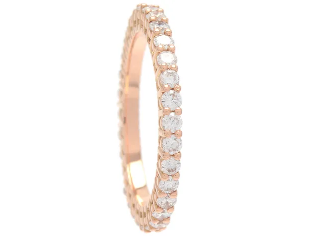 HELALLIANSRING, 18K roséguld, 32 briljanter ca 1,03 ctv, ca TW-W/VVS-VS, stl 17 mm, vikt 2,6 g.