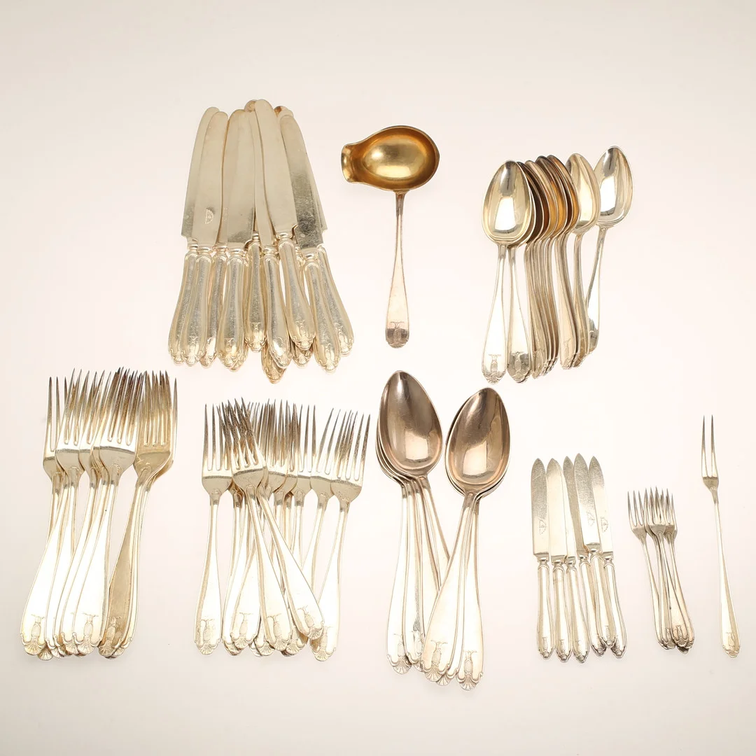 BESTICK, 74 delar, nysilver, modell Vasa GAB. — Other metals — RA Auktionsverket Norrköping