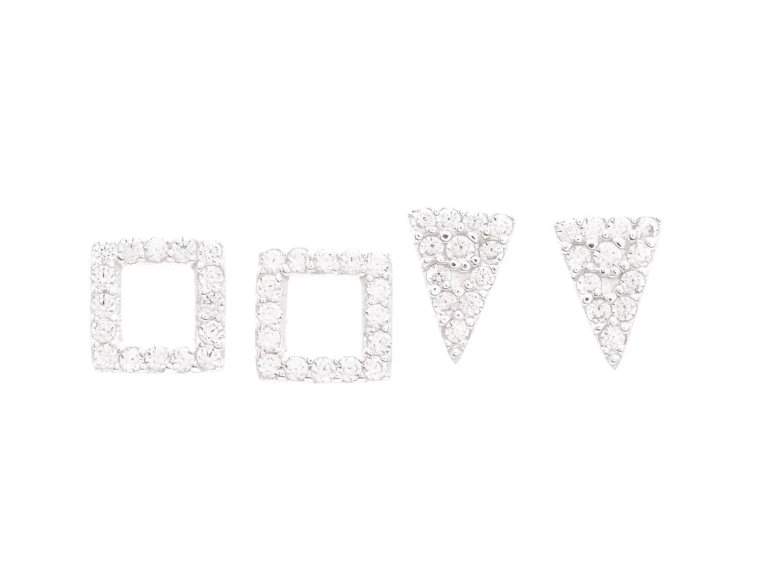 ÖRHÄNGEN, 2 par, sterlingsilver, cubic zirconia, stift, vikt 1,9 g. — Smycken/Smyckeset — Kaplans