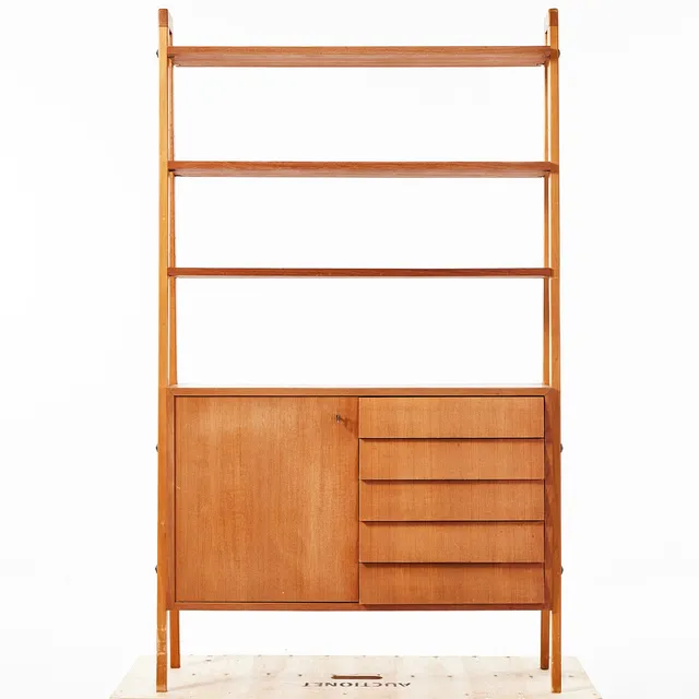 GILLIS LUNDGREN. Bokhylla med underskåp,1950/60-tal, teak, "Tema", IKEA.