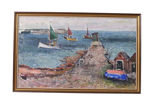 ALEXANDER ROOS. Olja på pannå, skärgårdsmotiv, signerad.