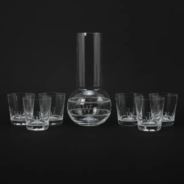 HELEN TAPPER. Karaff och glas, 7 delar, vädersträcksglas.