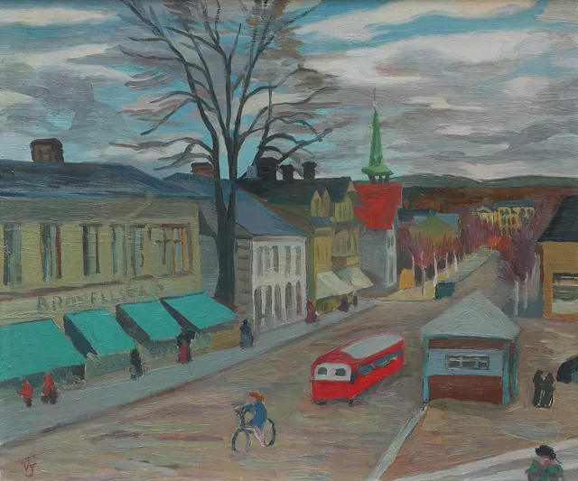 SVEN WESTMAN. olja på pannå, "Filipstad", monogramsignerad SW, a tergo daterad 1948.