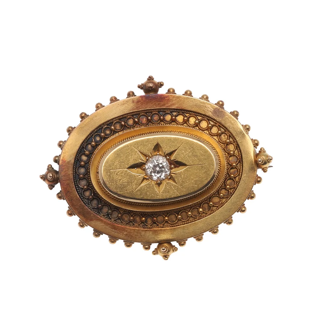 A VICTORIAN GOLD AND DIAMOND BROOCH. — Brooches & Pendants — Lawrences Auctioneers