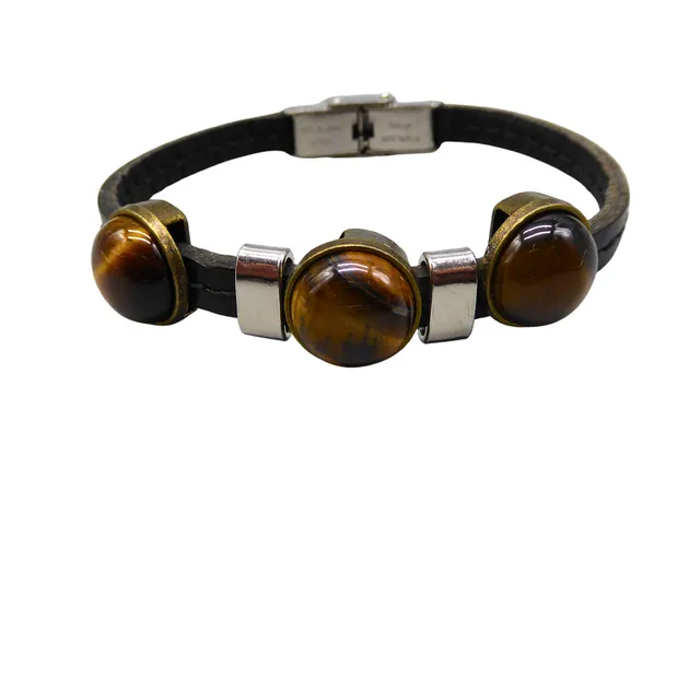 LEDERARMBAND MIT TIGERAUGE.