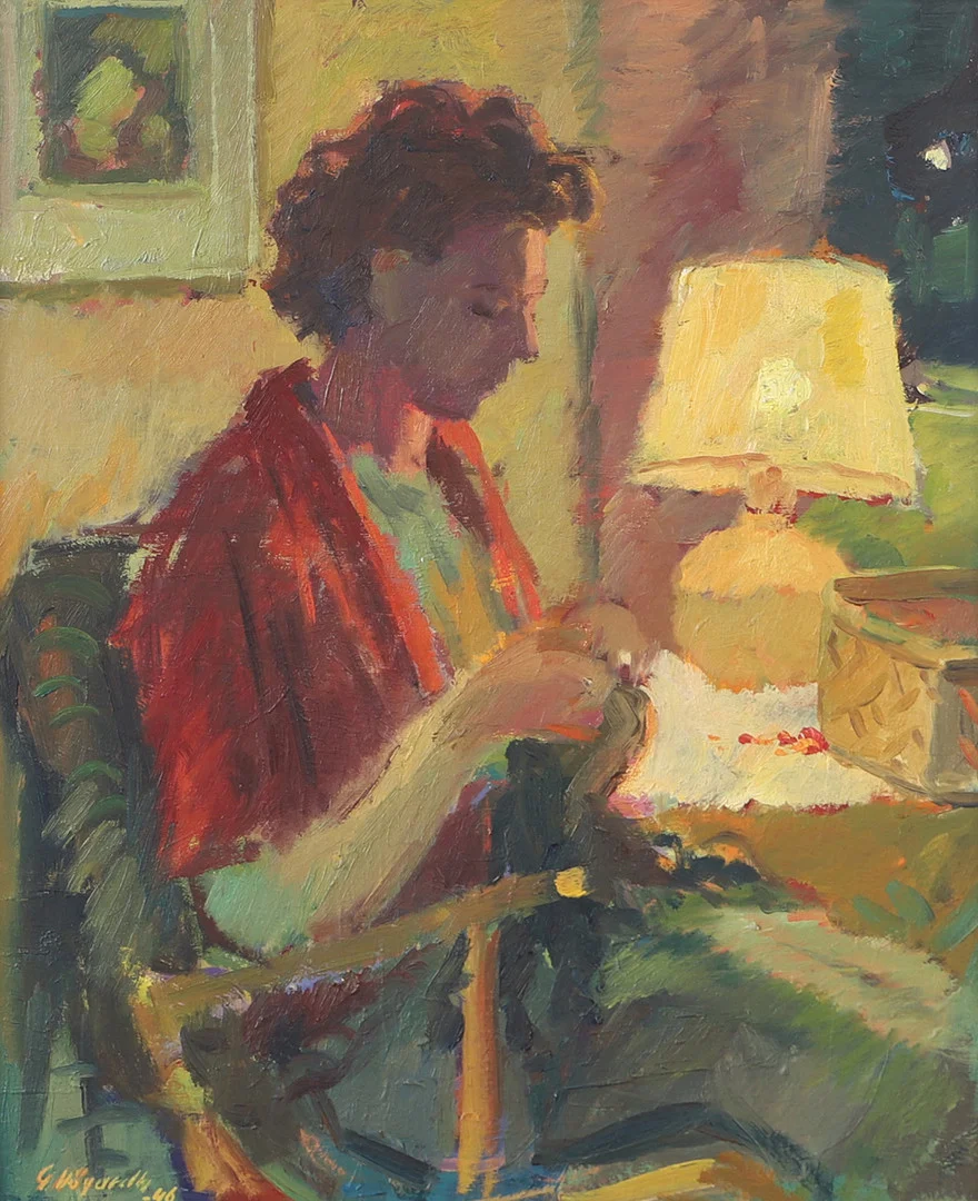 GÖSTA HÖGARDH. "Kvällsstudie", olja på pannå, signerad G. Högardh -46. — Paintings — Helsingborgs Auktionskammare