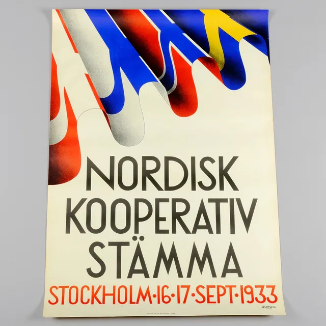 HARALD GARMLAND. Reklamaffisch, "Nordisk kooperativ stämma", 100x69 cm, 1933.