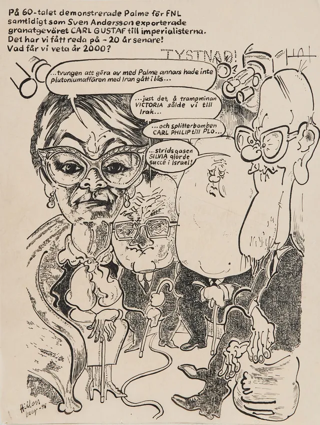 LARS HILLERSBERG. Satir, signerad och daterad -88, tusch på papper.