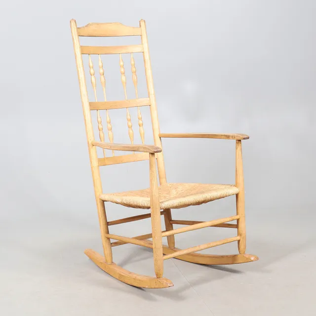 NEVILLE NEAL - GIMSON STYLE ASH ROCKING CHAIR.