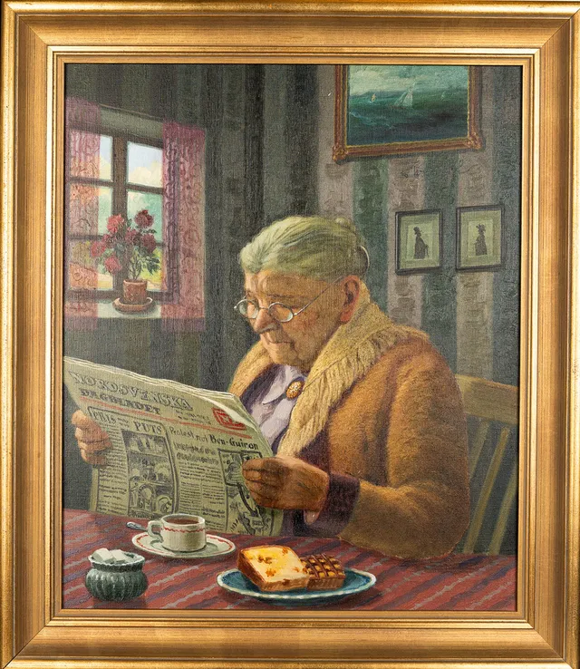 BELA HRADIL. Olja på duk, Porträtt, Signerad.