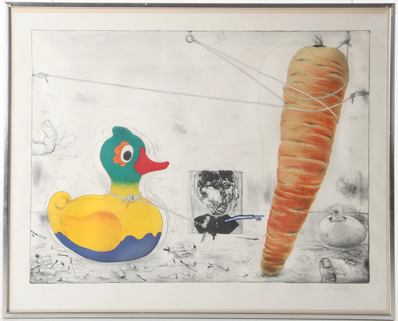 PER GUNNAR THELANDER. 1936-1996. Färglitografi, "Morot", signerad och numrerad 64/180. — Engravings & Prints — Auktionsverket Engelholm
