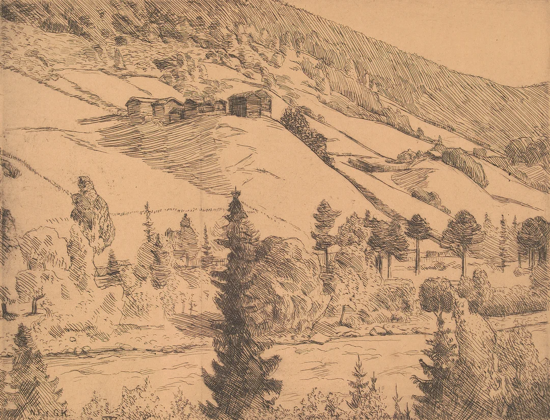 Werenskiold, Erik — "Sjoa og Steinfinsbø" 1913 — Kunst/Grafikk — Blomqvist