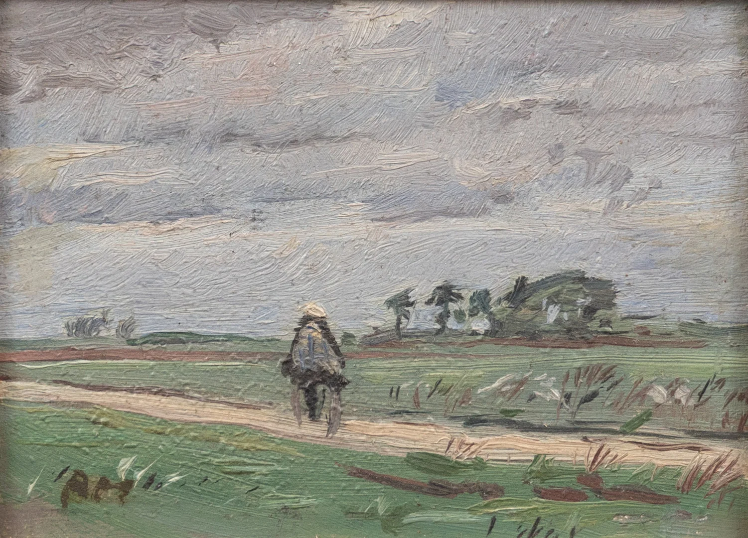 ALFRED HEDLUND. Motiv från Norra Nöbbelöv, Lund, olja på pannå, monogramsignerad AH. — Paintings — Garpenhus Auktioner