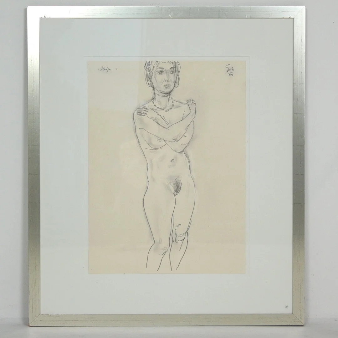 HUBERTUS GIEBE (bk). 'Katja', 2009, Bleistift auf Papier, signiert. — Drawings — Stockholms Auktionsverk Düsseldorf/Neuss