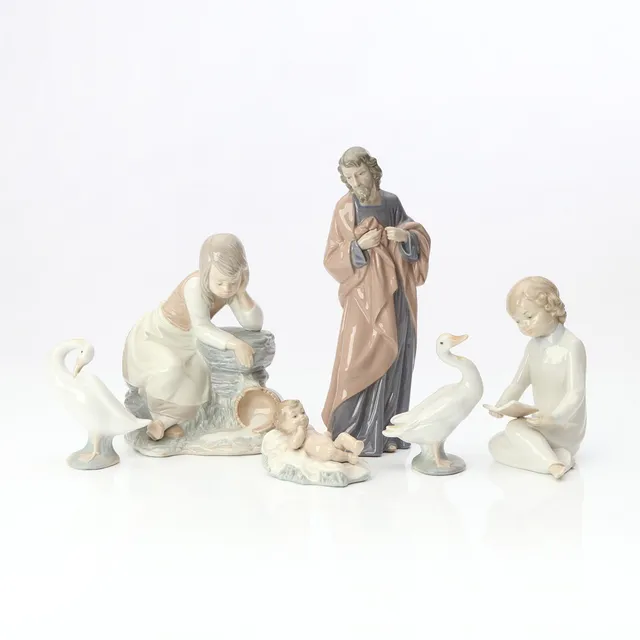 FIGURINER, SEX ST. Porslin. Spanien, 1900-tal. Lladro, Nao och Zaphir.