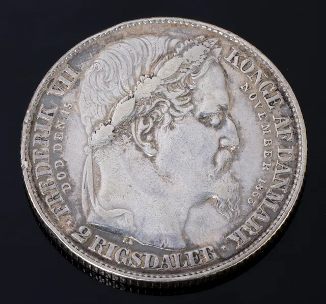 Christian IX, 2 rigsdaler 1863 - H. 3, Sieg 4 'Tronskiftespecie'