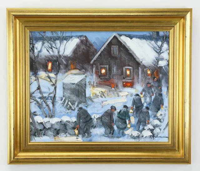 ÅKE WICKSTRÖM (1927-2019). olja på duk, snölandskap, signerad.