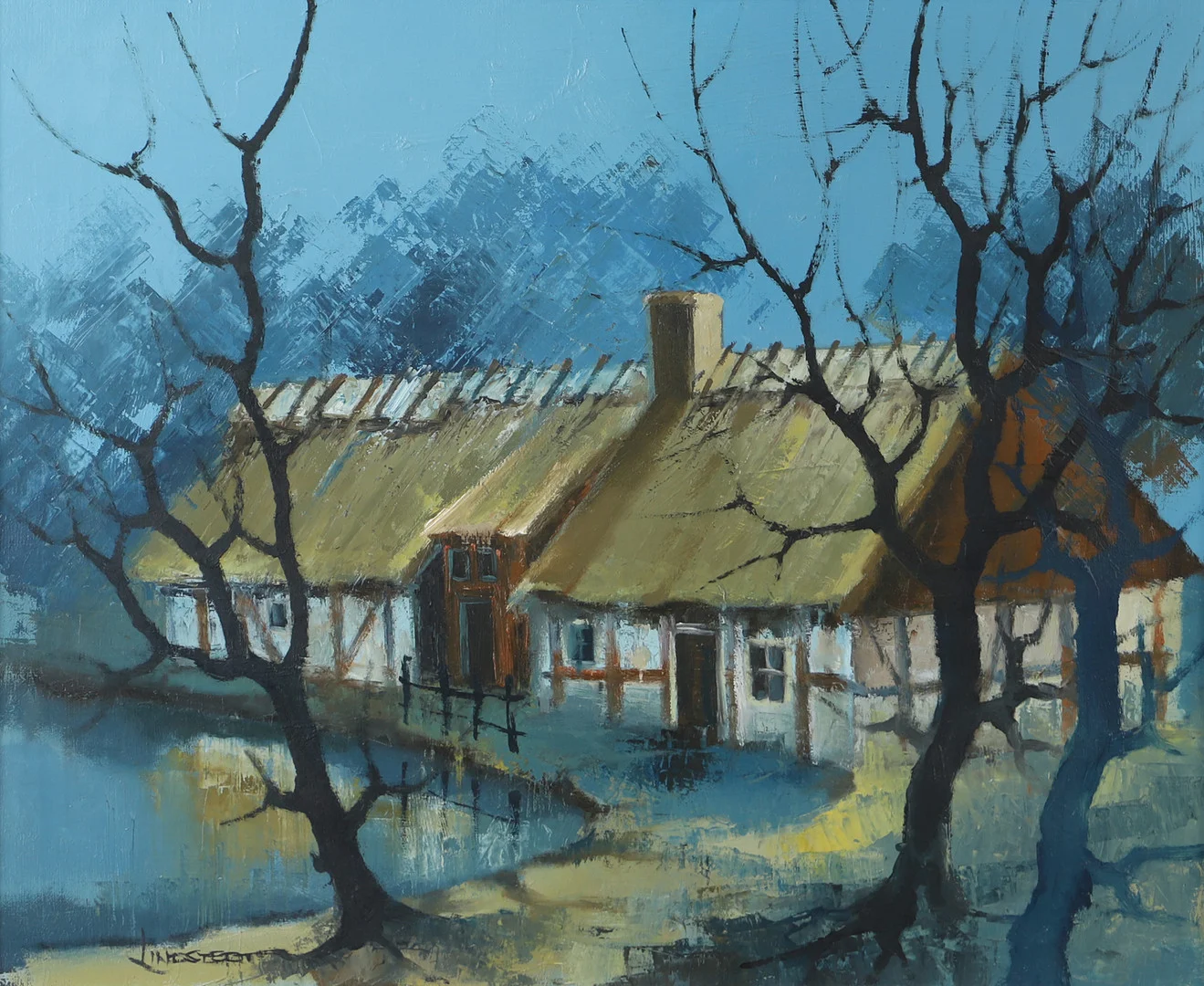 ROLF LINDSTEDT. "Spegling", olja på duk, signerad Lindstedt. — Paintings — Helsingborgs Auktionskammare