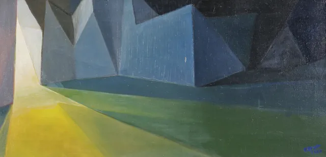 PAUL LAGER. Surrealistiskt motiv. Olja på duk, signerad och daterad 1964.