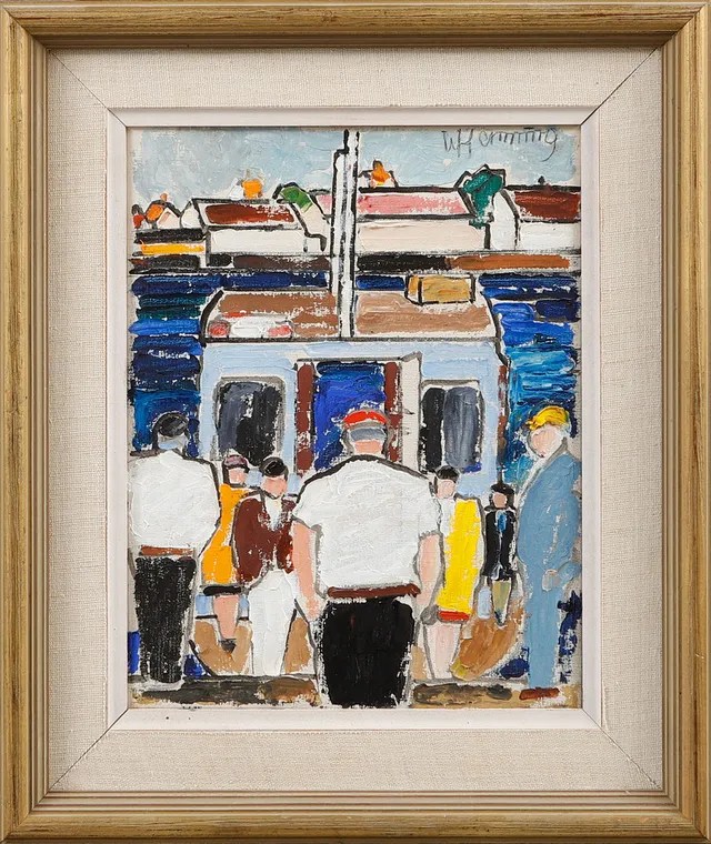 WILHELM HENNING. Figurscen, olja på duk, signerad.