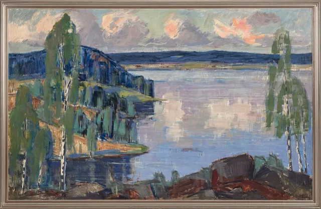 IMANTS SINKA (1915-1993). Landskap med björkar, olja på pannå, signerad I. Sinka.