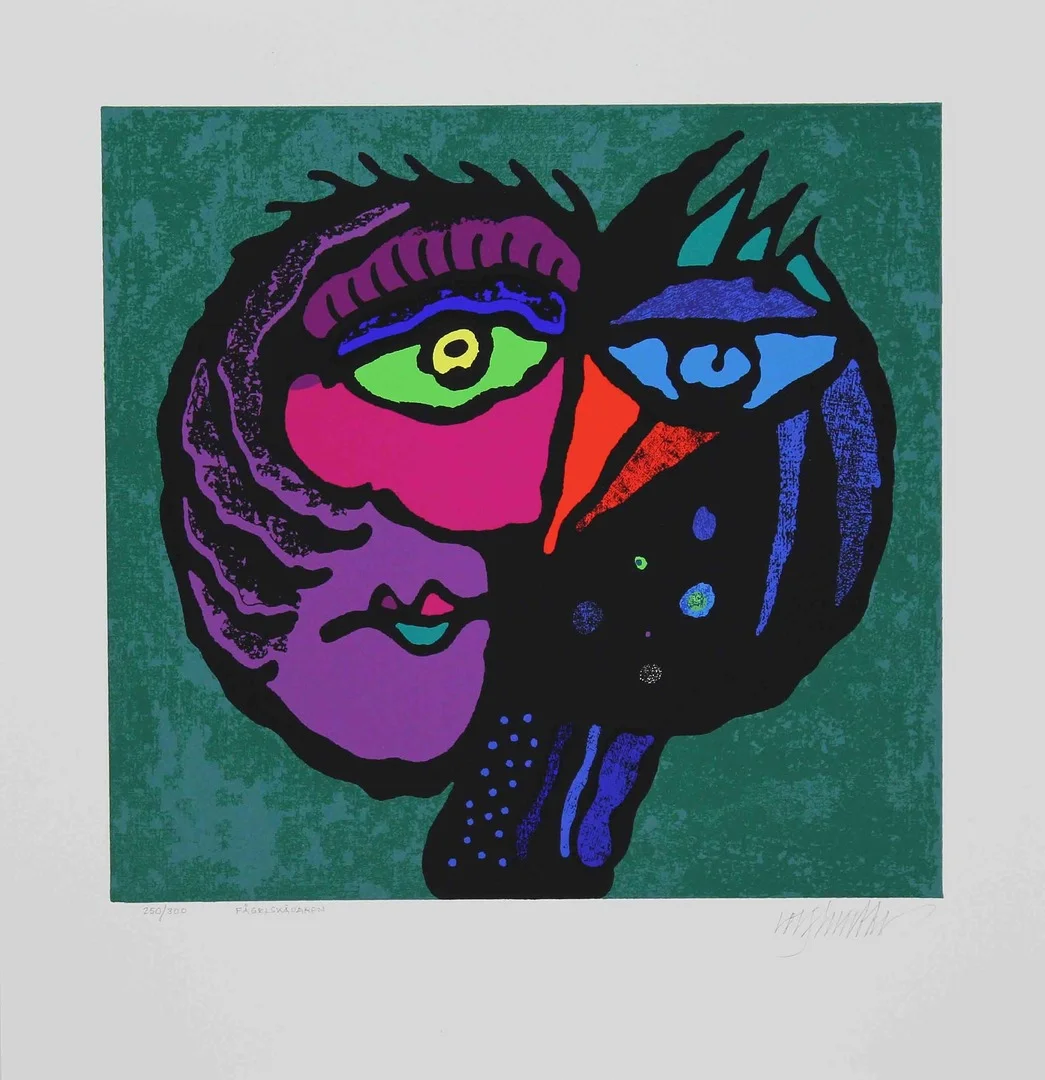 ROLF LEMBKE. "Fågelskådaren". Serigrafi. Signerad. 250/300, "Cirkus I". Signerad. 35/90. — Engravings & Prints — Garpenhus Auktioner