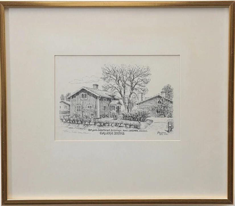PER HILDING PERJONS. "Galerie Bröms" signerad och daterad 1976. — Paintings — Falun Auktionsbyrå