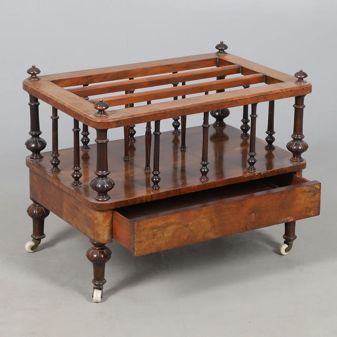 VICTORIAN WALNUT CANTERBURY. — Other — Lawrences Auctioneers