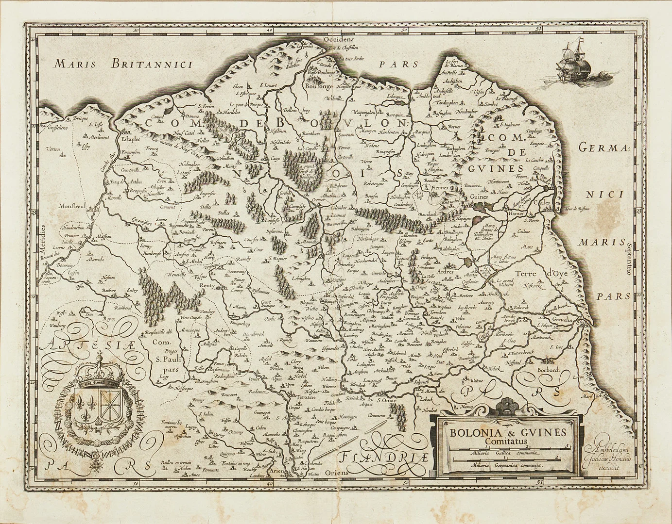 HONDIUS MAP OF PART OF FRANCE, Amsterdam ca 1620. — Maps — Stockholms Auktionsverk Magasin 5