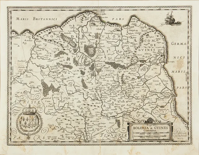 HONDIUS MAP OF PART OF FRANCE, Amsterdam ca 1620.
