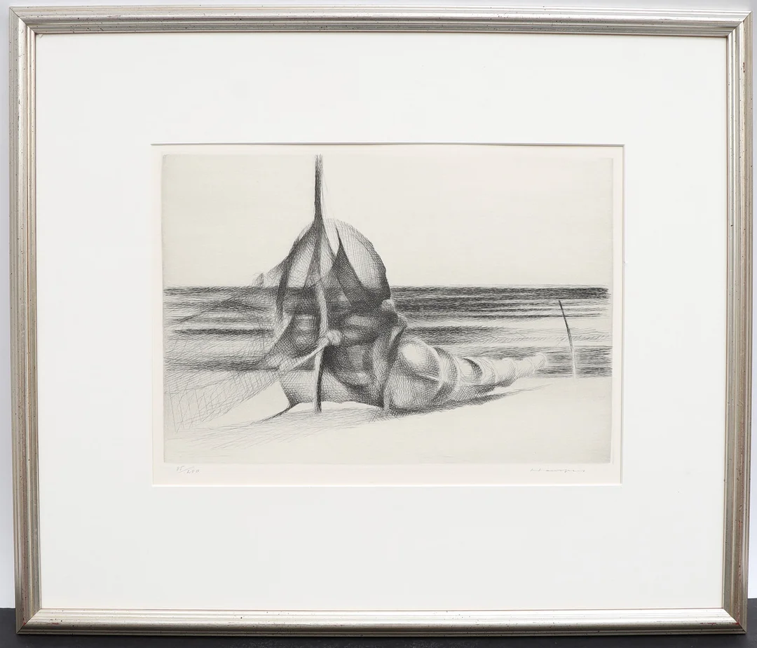 OLLE HANSPERS. Fiskenät, etsning, signerad och numrerad. — Engravings & Prints — Falun Auktionsbyrå