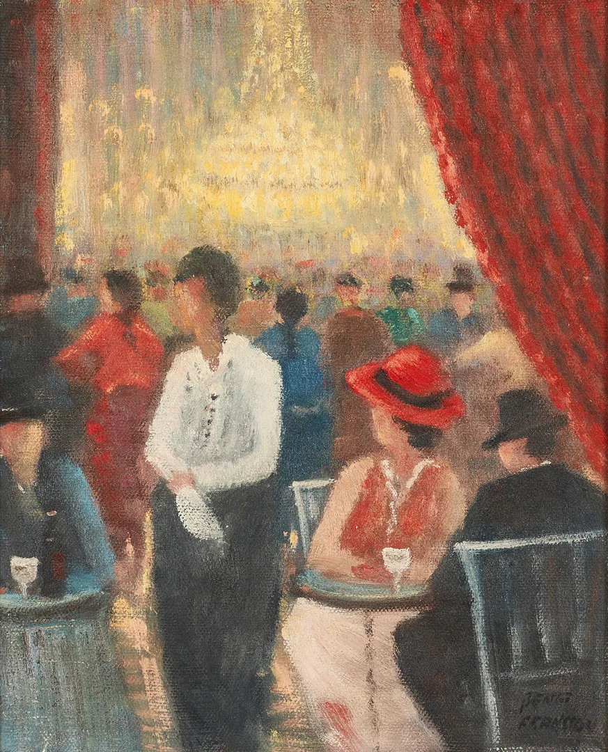 BENGT FRANSSON (född 1935): "Café i Paris", signerad Bengt Fransson, olja på duk. — Paintings — Crafoord Auktioner Stockholm