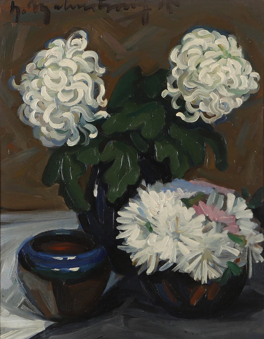 HENNING MALMSTRÖM. Blomsterstilleben, olja på pannå, signerad. — Paintings — Helsingborgs Auktionskammare