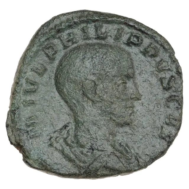 Roman Empire, Philippus II, 244–249 AD, Sestertius, Rome, PRINCIPI IVVENT, 18.72 g, RIC 255a