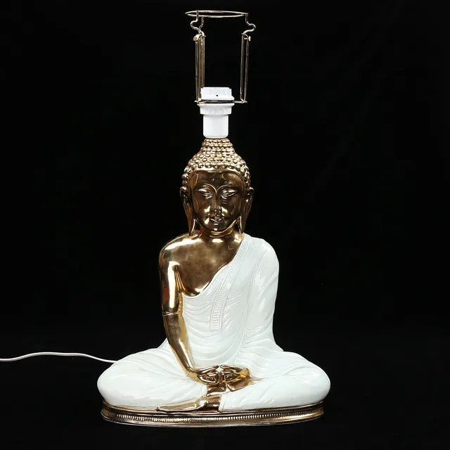 BORDSLAMPA, porslin, Buddha, Italien,1900-tal.