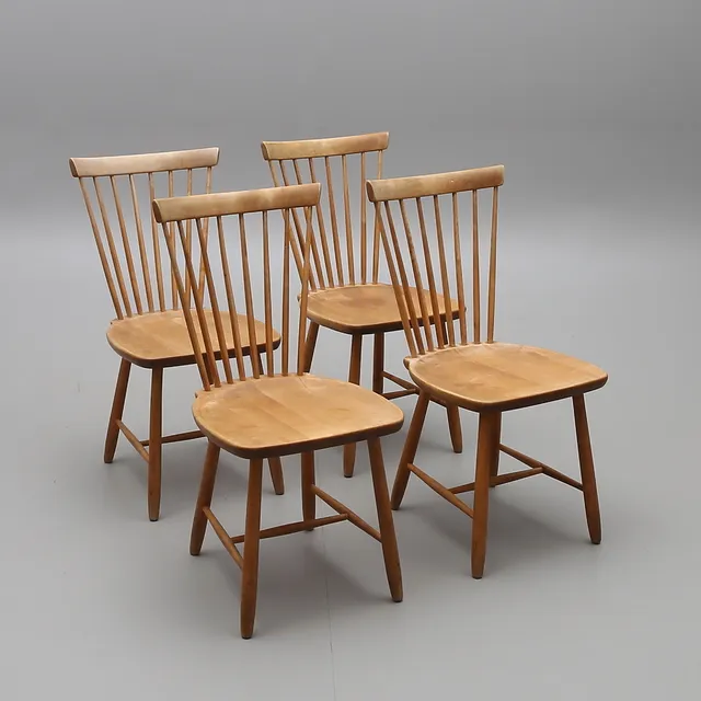 CARL MALMSTEN. Stolar, "Lilla Åland", 4 st, björk.