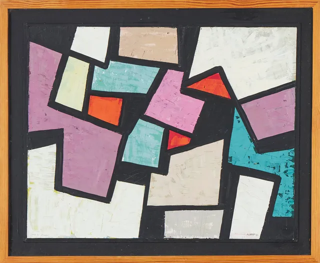 ALBERT JOHANSSON. "Skiss till fönster", gouache, signerad och daterad Albert -59.
