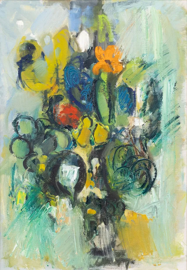 ANITRA LUCANDER. Blomstilleben, olja på duk, signerad.