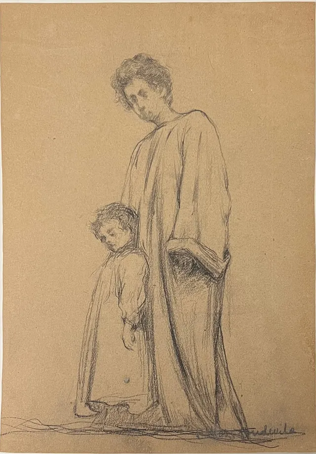 ARCADI MAS I FONDEVILA. Figuras. Dibujo a carbón.