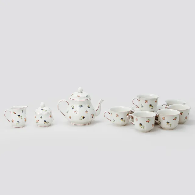 TESERVIS, porslin, 9 delar, "Petite Fleur", Villeroy & Boch.
