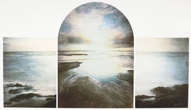 JAN RUFELT. "Havsmotiv", triptyk, litografi, signerad.