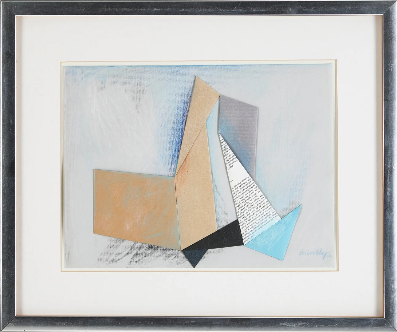 MARGIT SZILVITZKY (Ungern 1931-2018) Komposition, collage med papper och färgkrita, signerad och daterad 90. — Other — Stockholms Auktionsverk Magasin 5