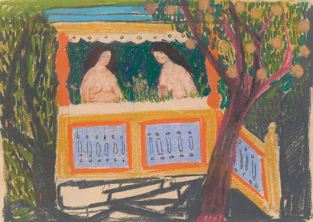 Fjell, Kai — "På verandaen" — Kunst/Øvrig billedkunst — Blomqvist