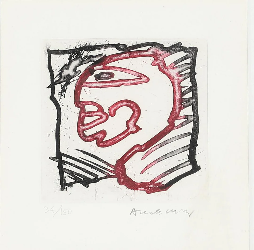 Pierre Alechinsky: Untitled. Signed Alechinsky, 34/150. Etching in colours. Visible size 18×18 cm. — Modern Prints/CoBrA — Bruun Rasmussen