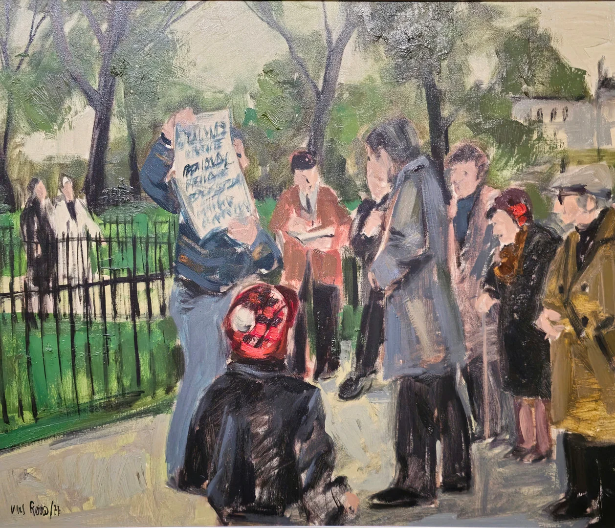 ANTONI VIVES FIERRO. EL ANUNCIO EN EL PARQUE. ÓLEO SOBRE LIENZO. — Paintings — Barcelona Auctions