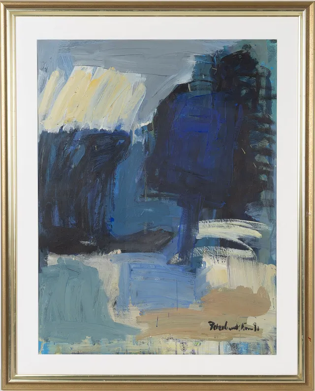 PETER LUNDSTRÖM. "The blue tree", akryl på papper, signerad.